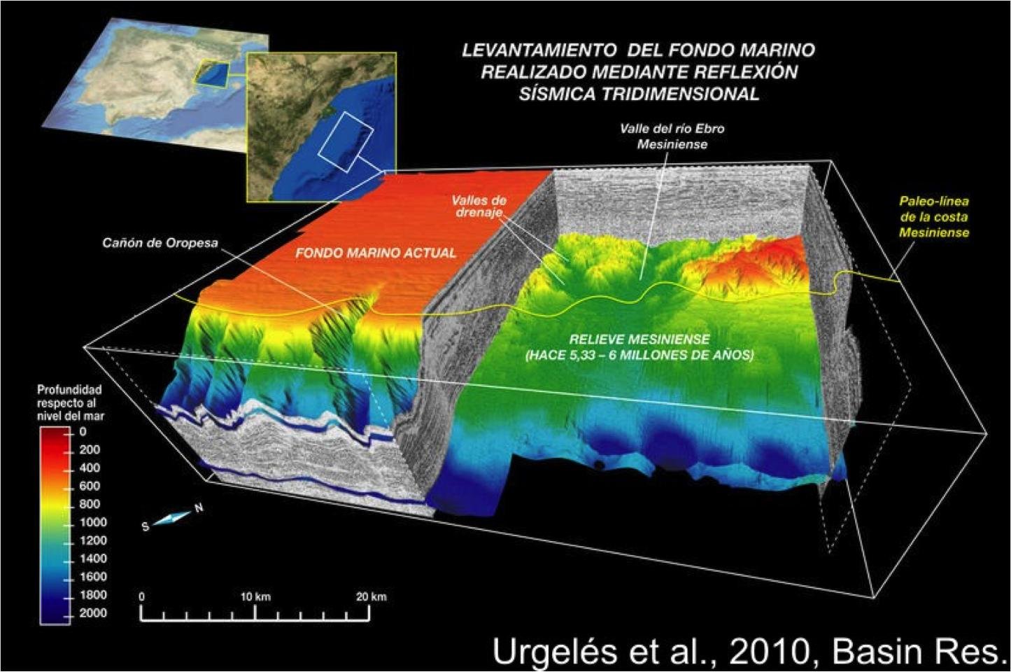 Fluvial valley excavated in the seafloor during the Messinian, presumably during a dramatic lowering of the sea level. It has been found today buried under several kilometers of Plioquaternary sediment.